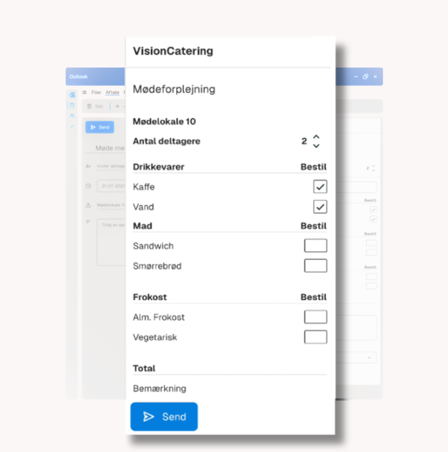 VisionCatering bestillingsliste