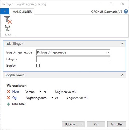 Bogfør lagerregulering