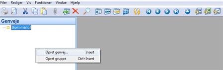Menu Opret Genvej